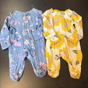 Carter's Blue and Yellow Floral Footies